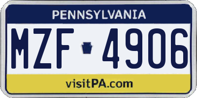 PA license plate MZF4906