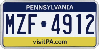 PA license plate MZF4912