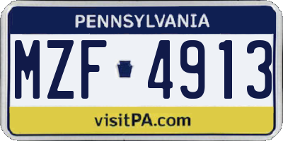 PA license plate MZF4913