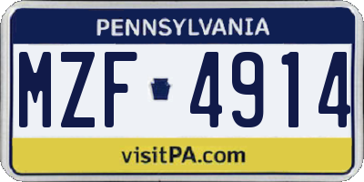 PA license plate MZF4914
