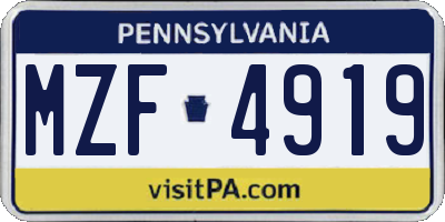 PA license plate MZF4919