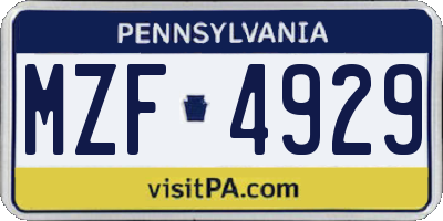 PA license plate MZF4929