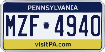 PA license plate MZF4940