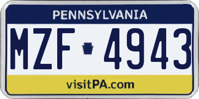 PA license plate MZF4943