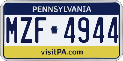 PA license plate MZF4944