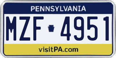 PA license plate MZF4951