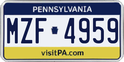 PA license plate MZF4959