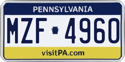 PA license plate MZF4960