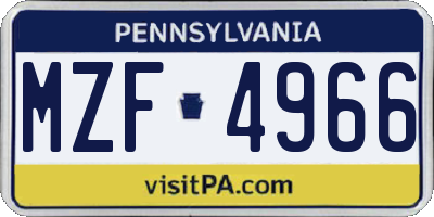 PA license plate MZF4966
