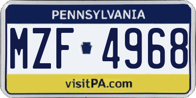 PA license plate MZF4968