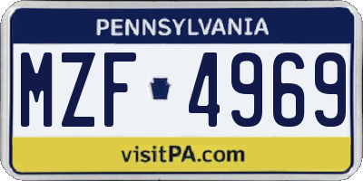 PA license plate MZF4969