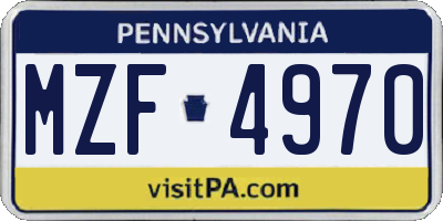 PA license plate MZF4970