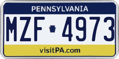 PA license plate MZF4973