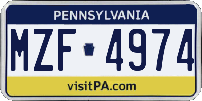 PA license plate MZF4974