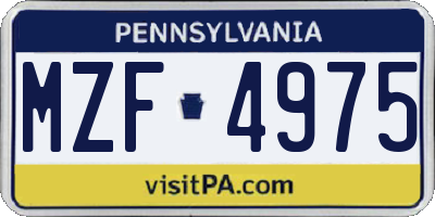 PA license plate MZF4975