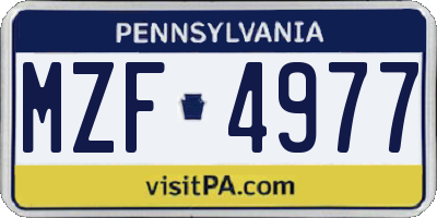 PA license plate MZF4977