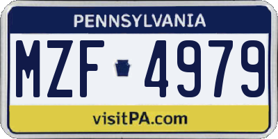 PA license plate MZF4979