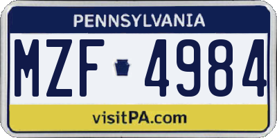 PA license plate MZF4984
