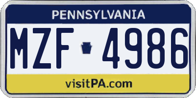 PA license plate MZF4986