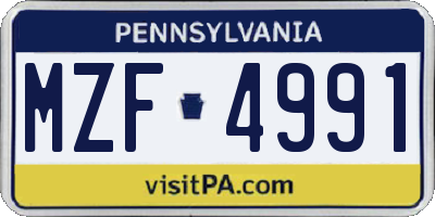 PA license plate MZF4991