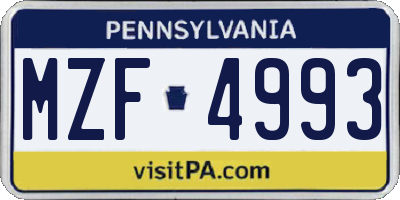 PA license plate MZF4993