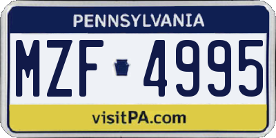 PA license plate MZF4995