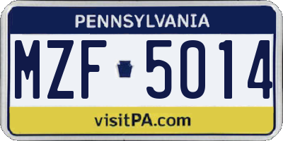 PA license plate MZF5014