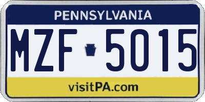 PA license plate MZF5015
