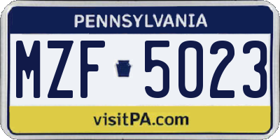 PA license plate MZF5023