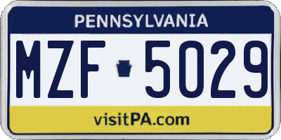PA license plate MZF5029