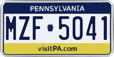 PA license plate MZF5041