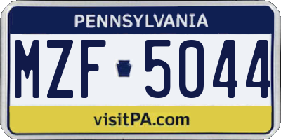 PA license plate MZF5044