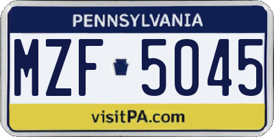 PA license plate MZF5045
