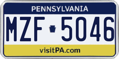 PA license plate MZF5046