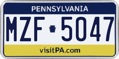 PA license plate MZF5047