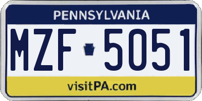 PA license plate MZF5051