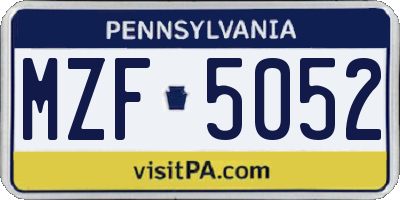 PA license plate MZF5052
