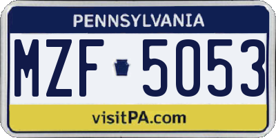 PA license plate MZF5053