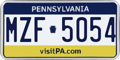 PA license plate MZF5054