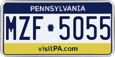 PA license plate MZF5055