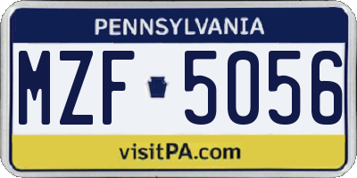 PA license plate MZF5056