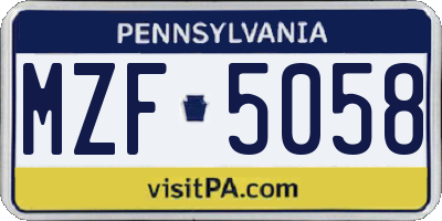 PA license plate MZF5058