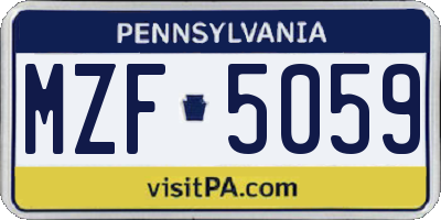 PA license plate MZF5059