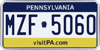 PA license plate MZF5060
