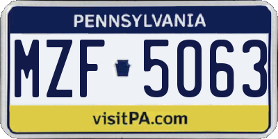 PA license plate MZF5063