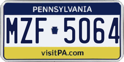 PA license plate MZF5064