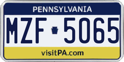 PA license plate MZF5065