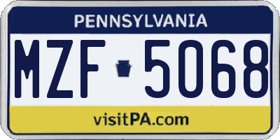 PA license plate MZF5068