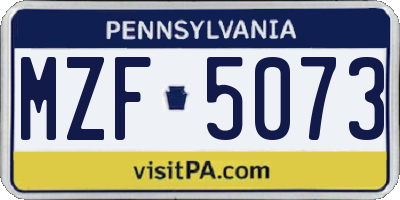PA license plate MZF5073