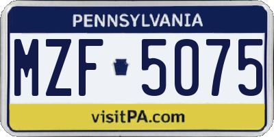 PA license plate MZF5075